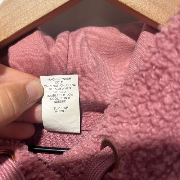 Xersion Fuzzy Teddy Colorblock Maroon Hoodie Sweatshirt M - Picture 4 of 6